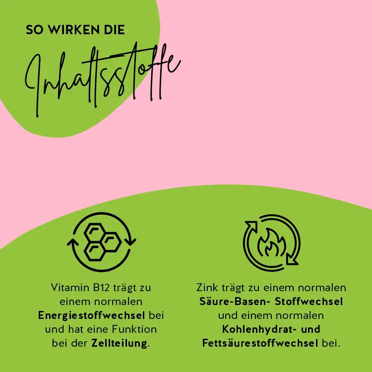 Die Inhaltsstoffe unserer Matcha Bärchen tragen zu einem normalen Energie, Säure-Basen, Kohlenhydrat- und Fettsäurestoffwechsel bei.